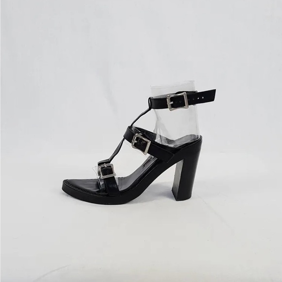 Y2K Ann Demeulemeester Black Crossed Ankle Strap Buckle Sandals Sz 38.5 /US 8.5